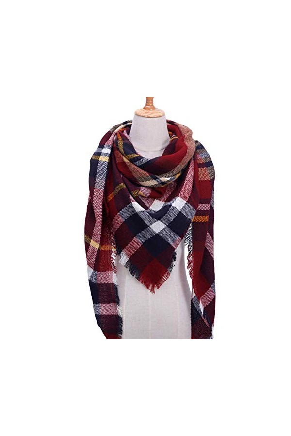 JLWS tricoté Printemps Hiver Femmes écharpe à Carreaux écharpes en Cachemire Chaud châles Cou Bandana&nbsp;&nbsp;&nbsp;Pashmina Dame Wrap
