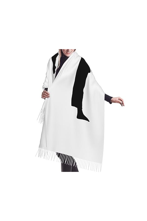 OPSREY Écharpe à franges en peau de vache imprimée douce au toucher cachemire écharpe châle écharpe chaude unisexe, Code de p