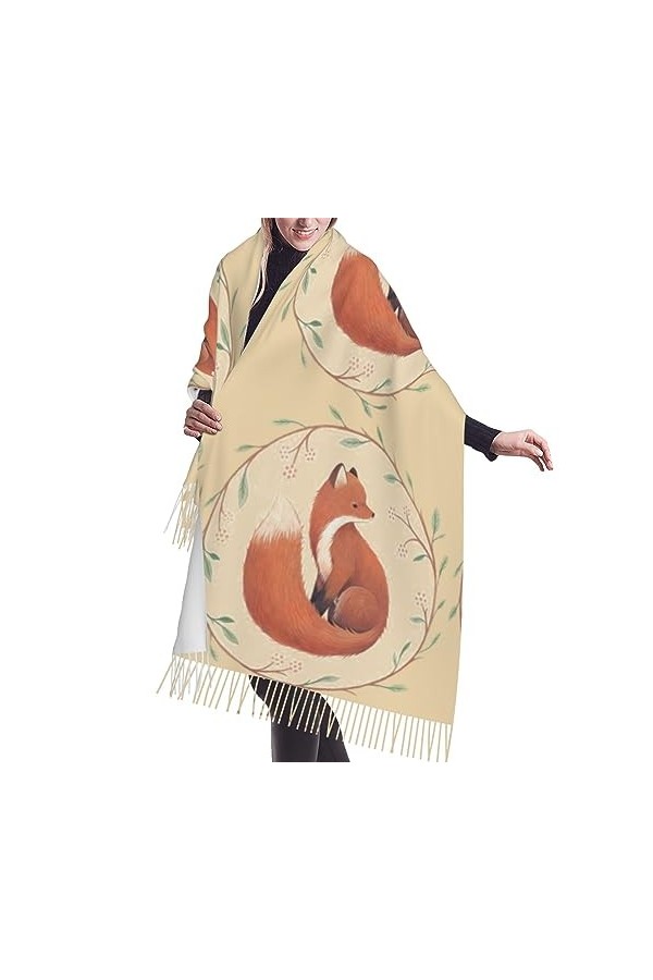 OPSREY Écharpe à franges en peau de vache imprimée douce au toucher cachemire écharpe châle écharpe chaude unisexe, Code de p