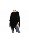 Skcess Echarpe Femme Noir, Poncho Écharpe Femme Tricot Pull Uni avec Pompon Echarpe Unisexe 80X85CM 31X33In 