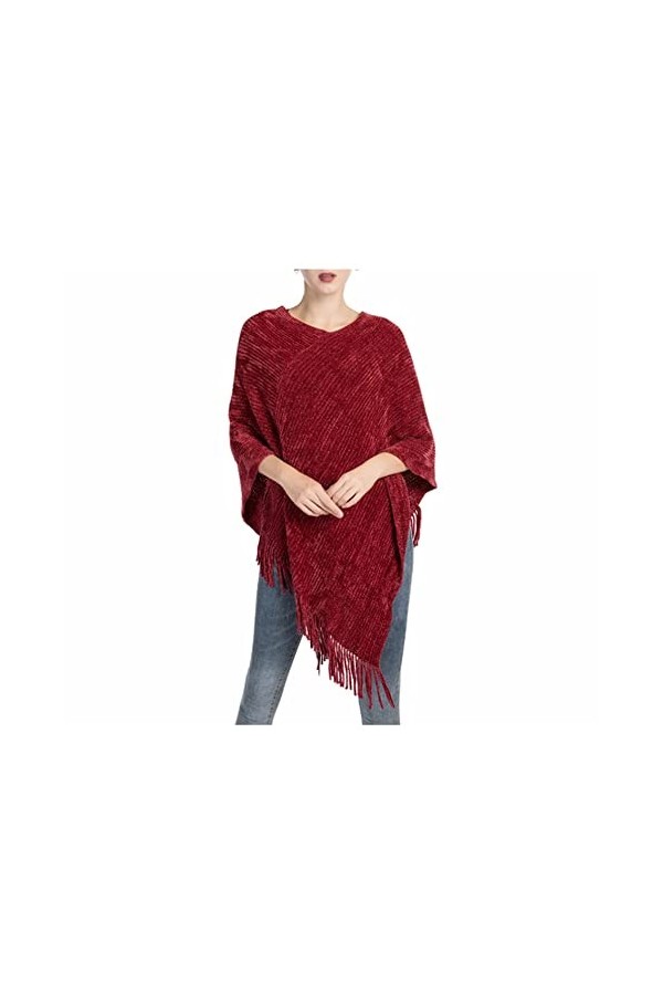 Skcess Echarpe Femme Noir, Poncho Écharpe Femme Tricot Pull Uni avec Pompon Echarpe Unisexe 80X85CM 31X33In 