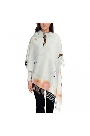 Écharpe en cachemire imprimé peinture à lhuile - Châle pour femme - Taille XL - Cadeau pour femme, Noir , taille unique