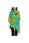 Écharpe en cachemire imprimé tournesols – Châle pour femme, taille XL, cadeaux pour femme, Noir , taille unique