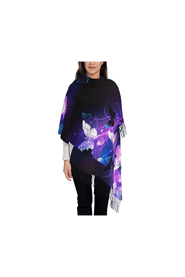 Écharpe en cachemire imprimé oiseaux et fleurs – Châle pour femme, taille XL, cadeau pour femme, Motif cœur coloré., taille u