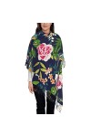Écharpe en cachemire imprimé oiseaux et fleurs – Châle pour femme, taille XL, cadeau pour femme, Motif cœur coloré., taille u