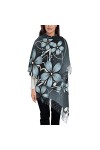 Écharpe en cachemire imprimé oiseaux et fleurs – Châle pour femme, taille XL, cadeau pour femme, Motif cœur coloré., taille u