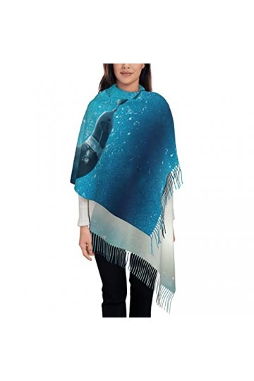 Écharpe en cachemire imprimé slogans hawaïens – Châle pour femme, taille XL, cadeaux pour femmes, Winter the Dauphin, taille 