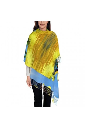 Écharpe en cachemire imprimé tourbillons colorés – Châle pour femme, taille XL, cadeaux pour femmes, Papillon sur tournesol, 