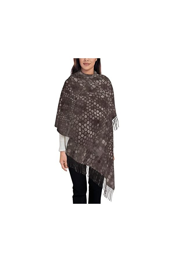 Écharpe en cachemire imprimé poisson vert – Châle pour femme, taille XL, cadeau pour femme, Peau de serpent classique., taill