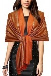 Gragengs Châles et écharpes pashmina métalliques scintillantes pour femme - Longue écharpe de fête - Couleur unie - Deux tons