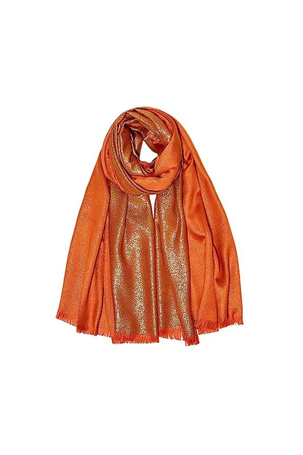 Gragengs Châles et écharpes pashmina métalliques scintillantes pour femme - Longue écharpe de fête - Couleur unie - Deux tons