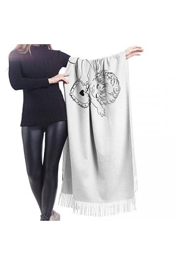 Ahdyr Foulard à franges en cachemire - Motif ange avec cœur - 77 x 27 pouces - Doux et chaud - En acier - Pashmina - Pour hom