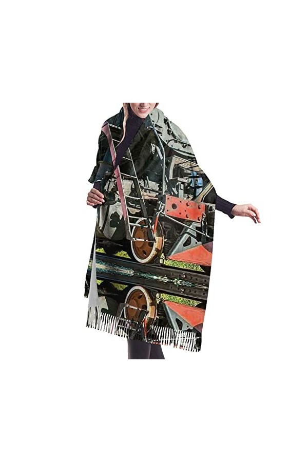 Locomotive Écharpe en cachemire imprimé – Châle pashmina pour femme, écharpes dhiver pour femme, grand emballage, cadeaux po