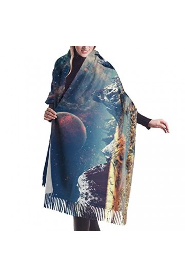 Écharpe en cachemire imprimé étoiles – Châle pashmina pour femme, écharpes dhiver pour femme, grand emballage, cadeaux pour 