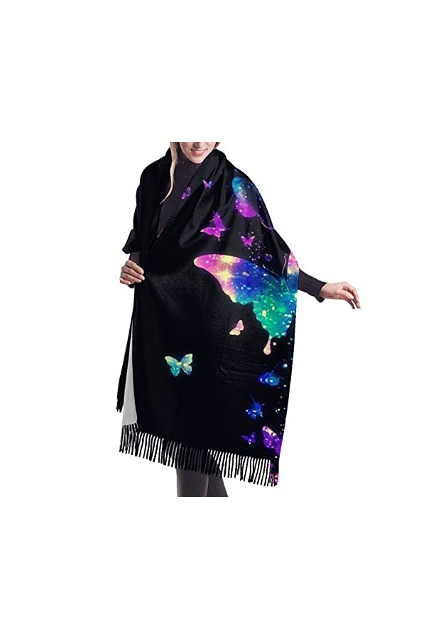 Écharpe en cachemire imprimé papillon – Châle pashmina pour femme, écharpes dhiver pour femme, grand emballage, cadeaux pour