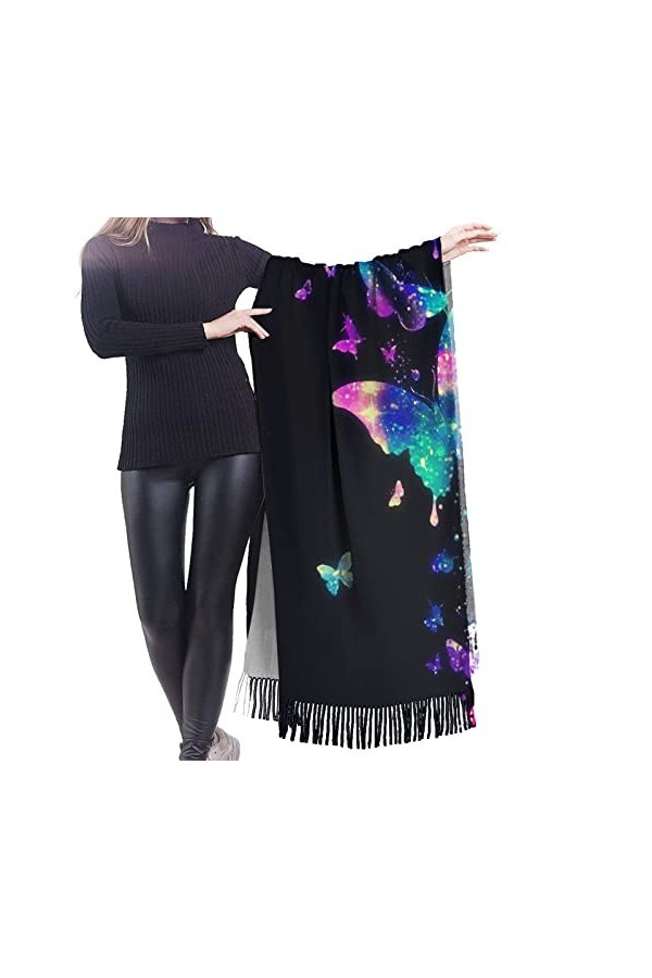 Écharpe en cachemire imprimé papillon – Châle pashmina pour femme, écharpes dhiver pour femme, grand emballage, cadeaux pour
