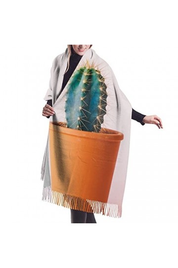 Écharpe en cachemire imprimé cactus – Châle pashmina pour femme, écharpes dhiver pour femme, grand emballage, cadeaux pour f