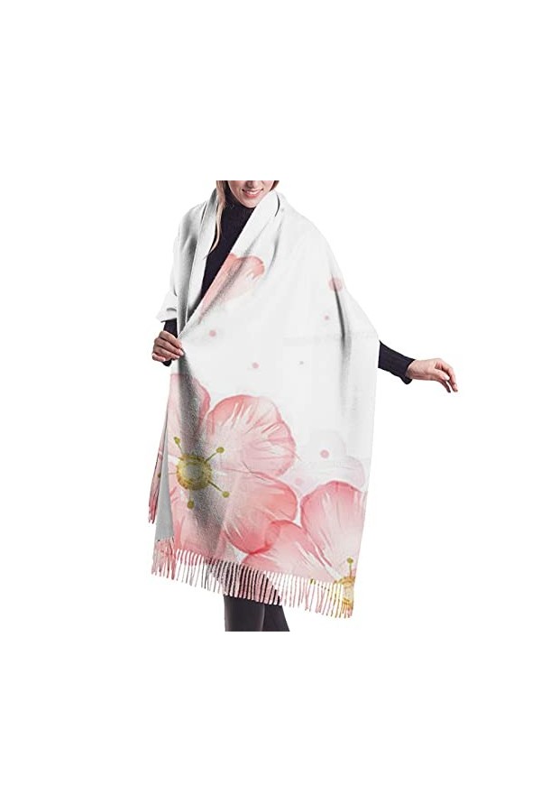 Écharpe en cachemire imprimé floral – Châle pashmina pour femme, écharpe dhiver pour femme, grand emballage, cadeaux pour fe