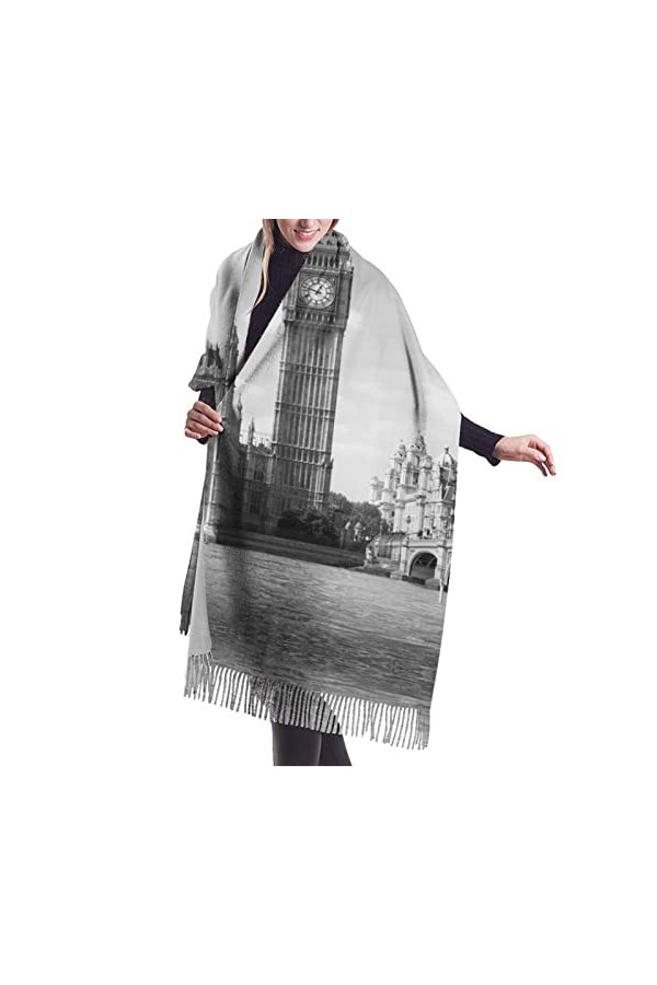 Écharpe en cachemire imprimé Londres – Châle pashmina pour femme, écharpes dhiver pour femme, grand emballage, cadeaux pour 