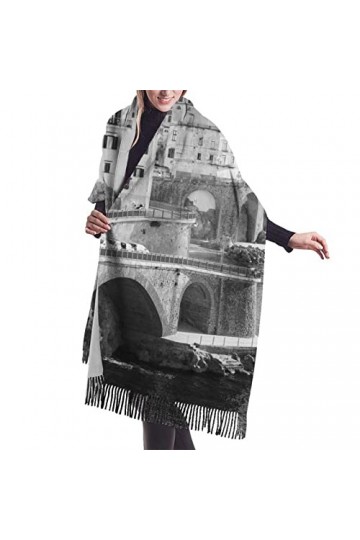 Écharpe en cachemire imprimé Seaside City – Châle pashmina pour femme, écharpe dhiver pour femme, grand emballage, cadeaux p