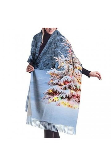 Foulard en cachemire imprimé sapin de Noël – Châle pashmina pour femme, écharpe dhiver pour femme, grand emballage, cadeaux 