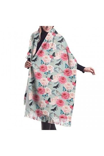 Écharpe en cachemire imprimé floral coloré – Châle pashmina pour femme, écharpe dhiver pour femme, grand emballage, cadeaux 