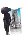 Écharpe en cachemire imprimé arbres de Noël – Châle pashmina pour femme, écharpes dhiver pour femme, grand emballage, cadeau