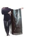 Superbe écharpe en cachemire avec imprimé requin blanc – Châle pashmina pour femme, écharpe dhiver pour femme, grand emballa