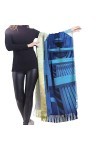 Écharpe de plage en cachemire bleu ciel jaune avec imprimé bateau – Châle pashmina pour femme, écharpe dhiver pour femme, gr
