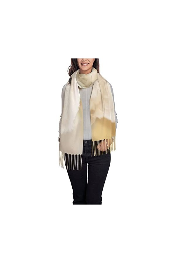 OPSREY Écharpe à pompons imprimée avec symboles de lAngleterre - Pashmina - Écharpe chaude dhiver, Adorable chiot maltais, 