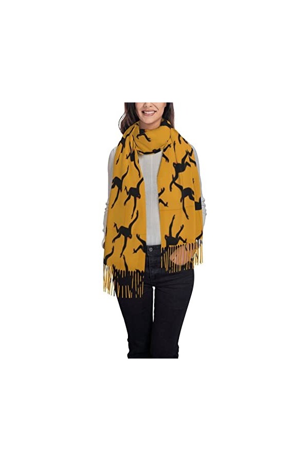 OPSREY Écharpe à pompons imprimée motif camouflage Pashmina Sentiment Châle Écharpe chaude dhiver, Éléphant aztèque., taille