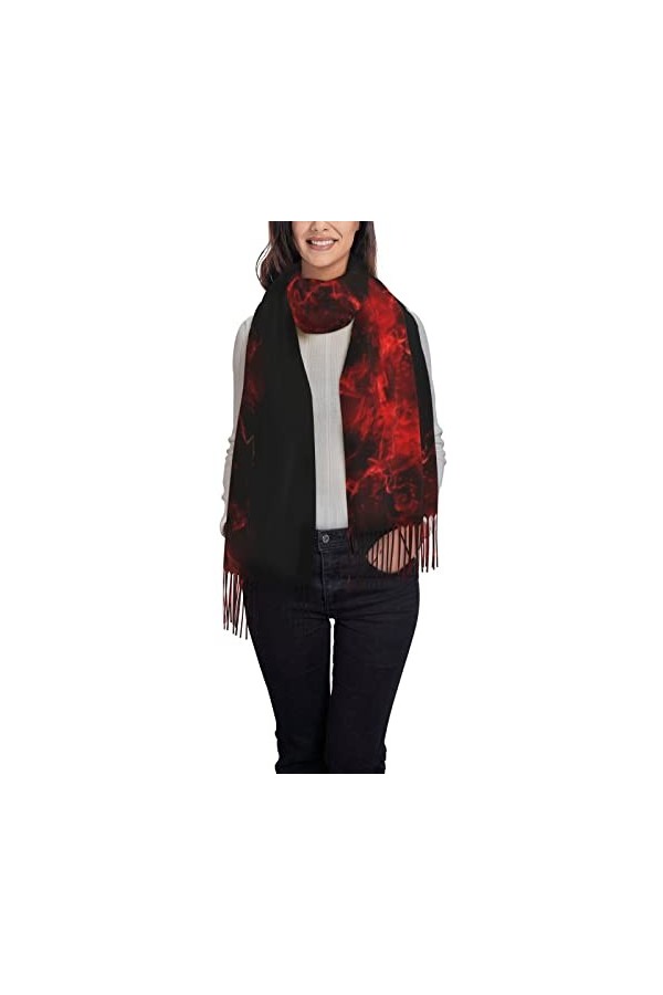 OPSREY Écharpe à pompons imprimée cannabis doré Pashmina Sentiment Châle Écharpe chaude dhiver, Galaxy Astronaute, taille un