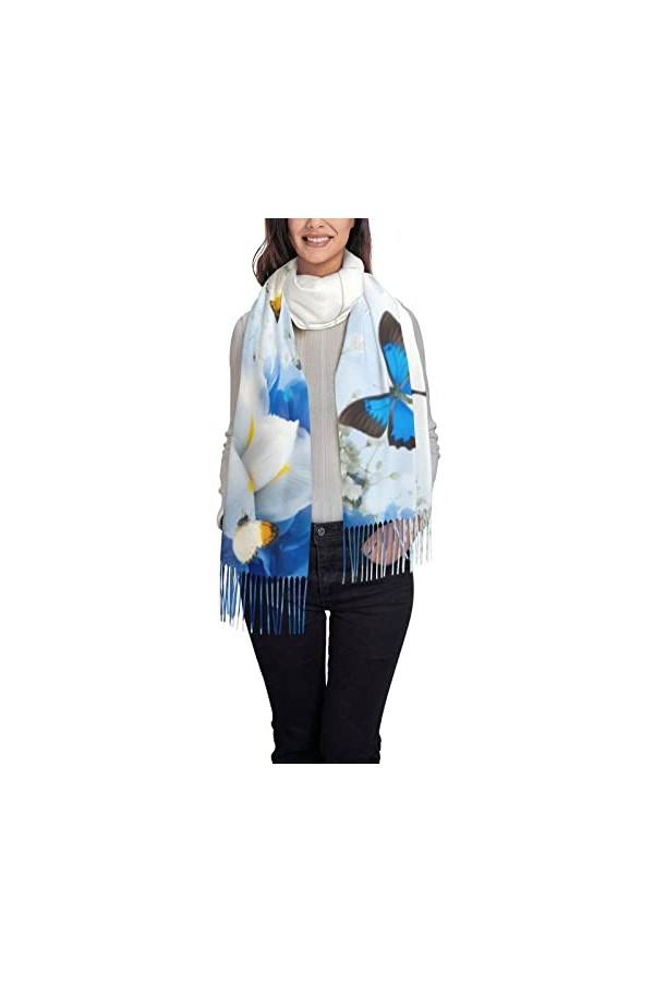 OPSREY Écharpe à pompons imprimée cannabis doré Pashmina Sentiment Châle Écharpe chaude dhiver, Galaxy Astronaute, taille un