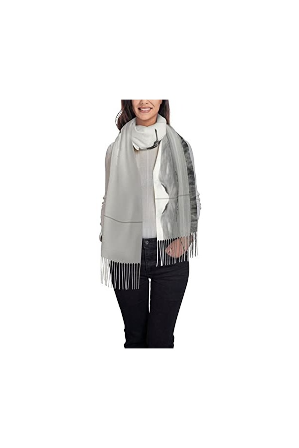 OPSREY Jeunes Pingouins Avec Neige Imprimé Pompon Écharpe Pashmina Sentiment Châle Hiver Chaud Écharpe, Planche de surf, tail