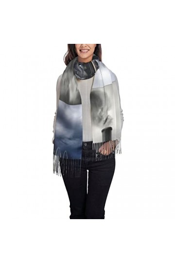 OPSREY Sunset Beach Écharpe à pompons imprimée Pashmina Sentiment Châle Hiver Chaud Écharpe, Système solaire Jupiter Saturne,