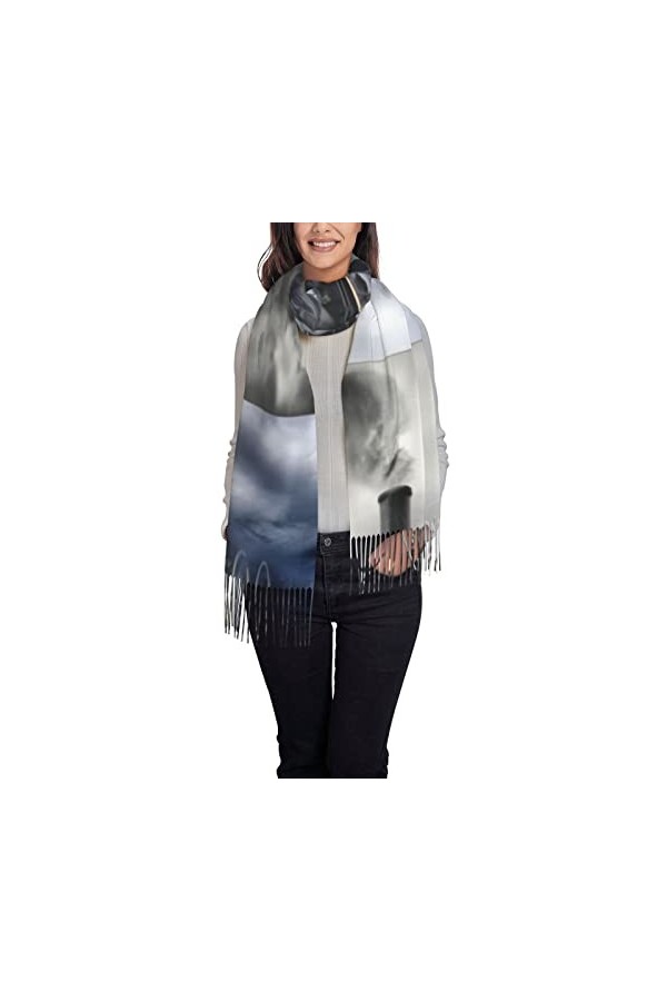 OPSREY Sunset Beach Écharpe à pompons imprimée Pashmina Sentiment Châle Hiver Chaud Écharpe, Système solaire Jupiter Saturne,