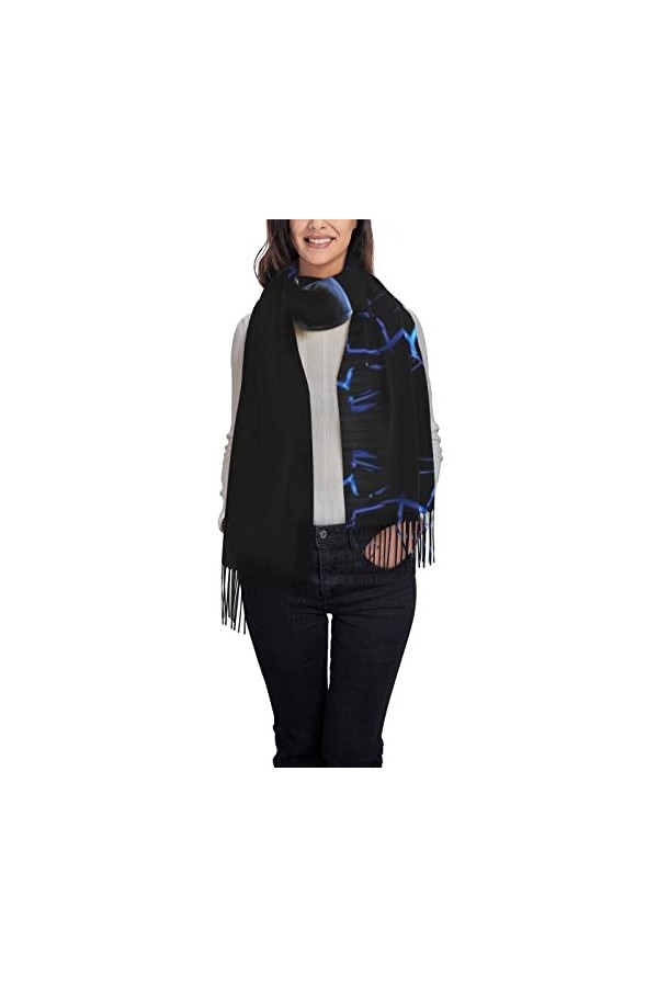 OPSREY Sunset Beach Écharpe à pompons imprimée Pashmina Sentiment Châle Hiver Chaud Écharpe, Système solaire Jupiter Saturne,