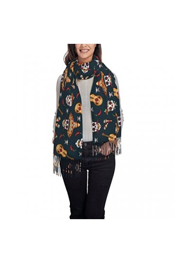 OPSREY Écharpe à pompons imprimée de pattes Pashmina Sentiment Châle Hiver Chaud Écharpe, Mousqueton et crabe, taille unique