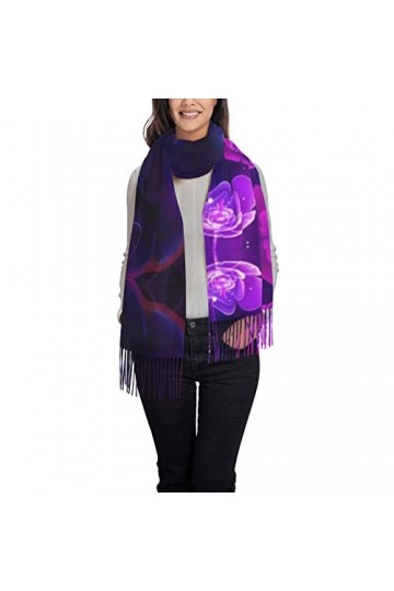 OPSREY Shih Tzu Écharpe à pompons imprimée chien Pashmina Sentiment Châle Hiver Chaud Écharpe, Papillon violet 2, taille uniq
