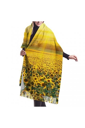 Écharpe en cachemire imprimé tournesol – Châle pashmina pour femme, écharpes dhiver pour femme, grand emballage, cadeaux pou