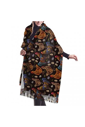 Écharpe en cachemire imprimé poulet – Châle pashmina pour femme, écharpes dhiver pour femme, grand emballage, cadeaux pour f