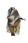 Écharpe en cachemire imprimé mouton bleu – Châle pashmina pour femme, écharpe dhiver pour femme, grand emballage, cadeaux po