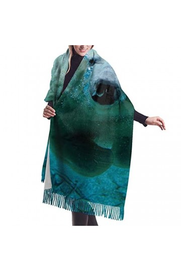 Écharpe en cachemire imprimé animal mignon – Châle pashmina pour femme, écharpe dhiver pour femme, grand emballage, cadeaux 