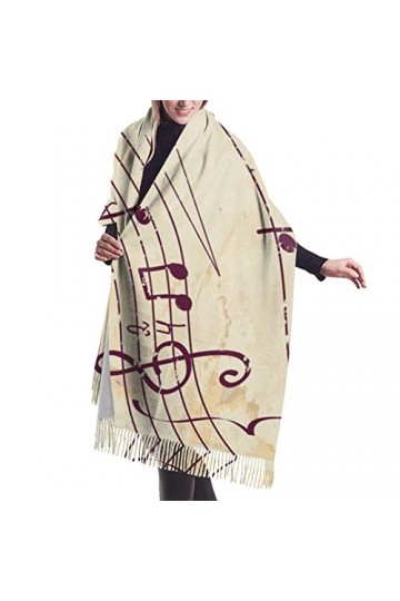 Écharpe en cachemire motif note de musique - Châle pashmina pour femme - Écharpe dhiver pour femme - Grand emballage - Cadea