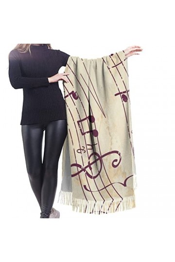 Écharpe en cachemire motif note de musique - Châle pashmina pour femme - Écharpe dhiver pour femme - Grand emballage - Cadea