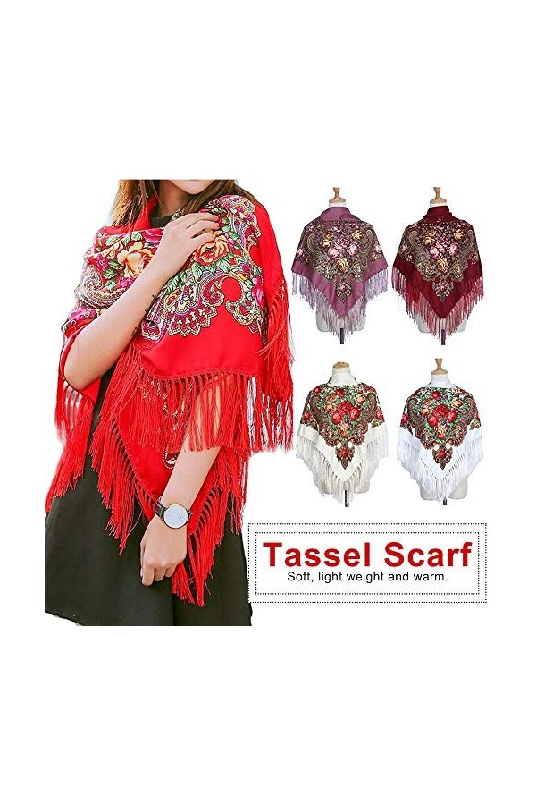 Turbobm Écharpe carrée Coton Longue écharpe Vintage Folk-Custom Printemps Hiver Châle Femmes Floural Femme Pashmina Cape Écha