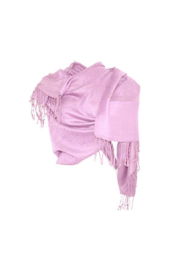 Silver Fever Écharpe en jacquard cachemire pashmina, Lilas doux., Large