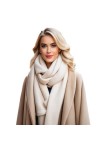 LA FERANI Écharpe dhiver en cachemire pour femme - 185 x 65 cm - Blanc - Pashmina - Écharpe en laine - Couleur unie - S2, gr