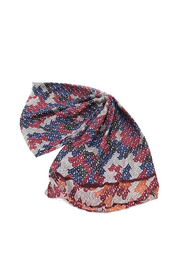 Gm By Gai Mattiolo Écharpe pour femme Pashmina avec motif ourlé, sans mousse, en polyester, 180 x 90 cm, bleu