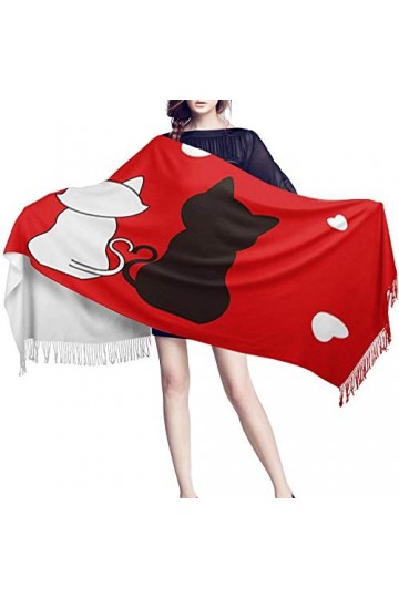 LWFYT Pancho Femme Chicécharpe en Cachemire Femmes Minces Châles De La Saint-Valentin pour Chats Et Couples Vue Arrière Châle